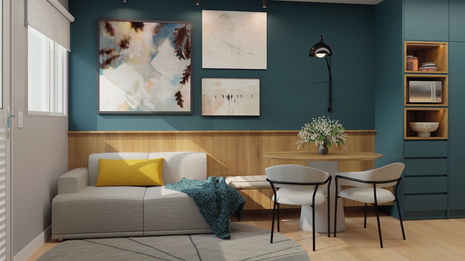 Ambiente interno ilustrativo da casa Alea